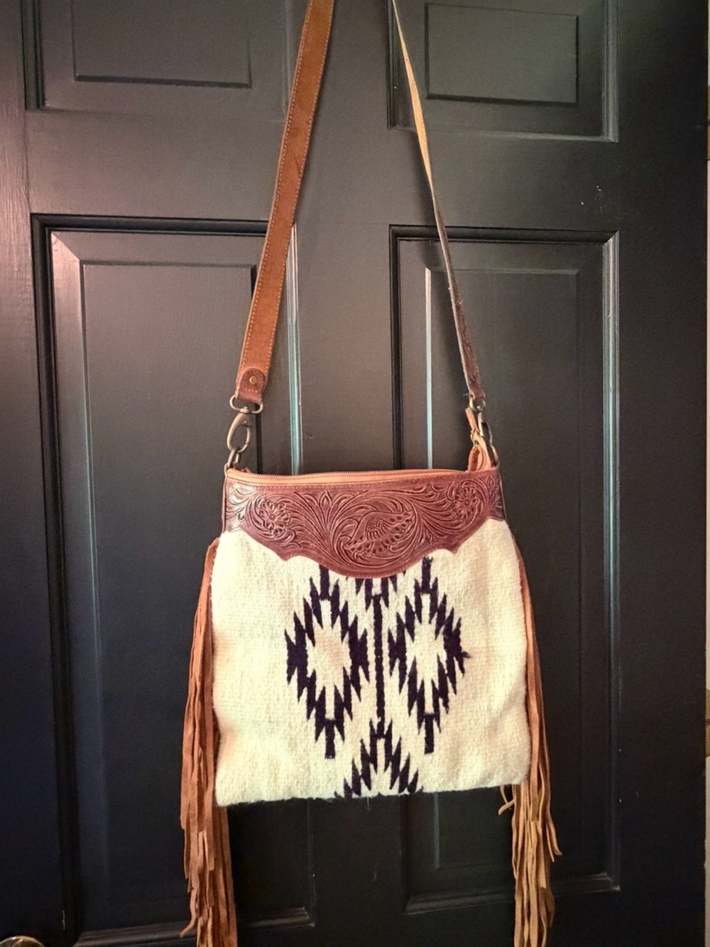 American Darling Saddle Blanket Crossbody Bag with Fringe